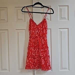 ASOS Parisian Red Floral Tiered Mini Dress Size 4
